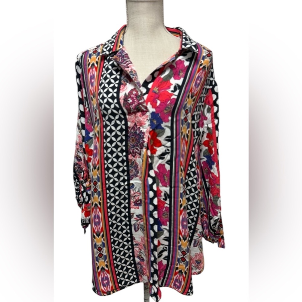RUBY RD. Geometric Print Women's Top Size 2X